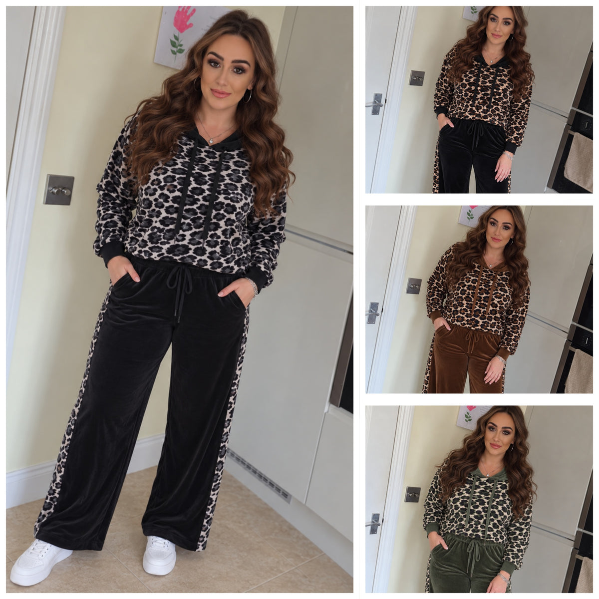Leopard Velour Tracksuit - 4 Colours