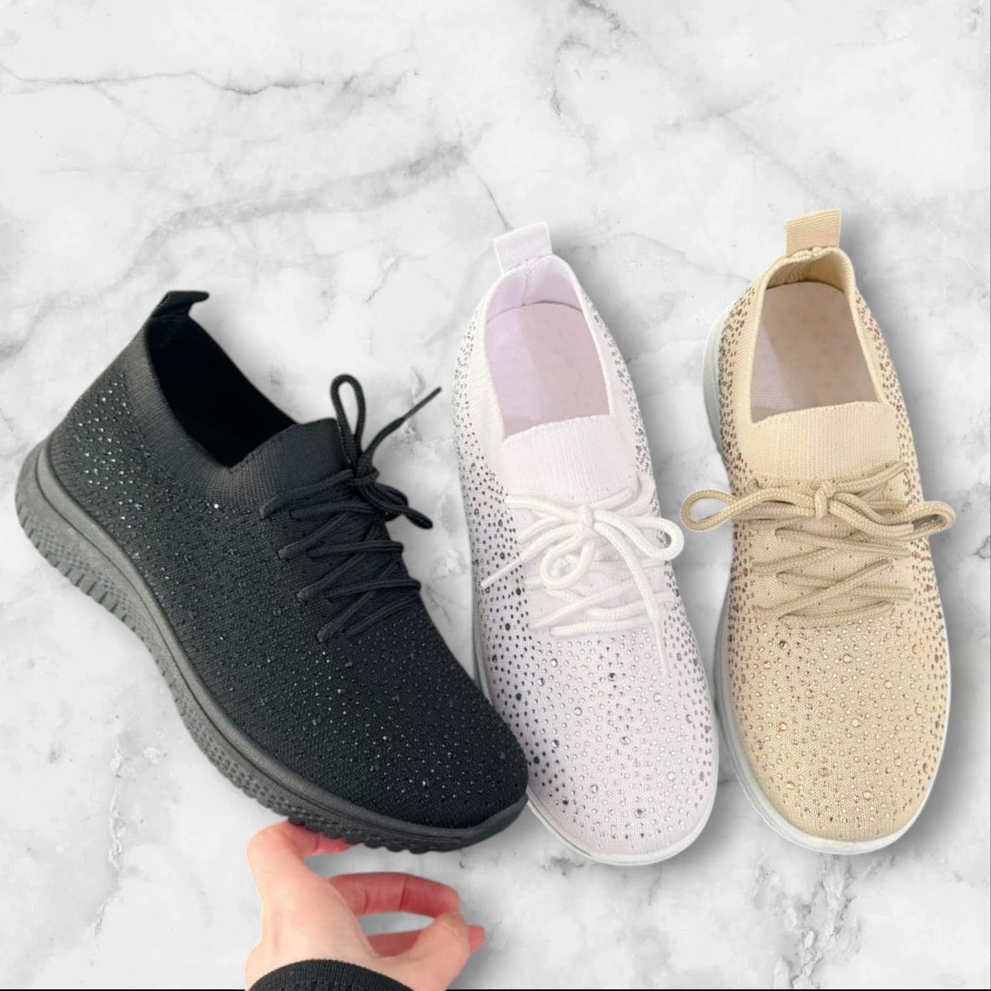 Diamante Sock Trainers- 3 Colours