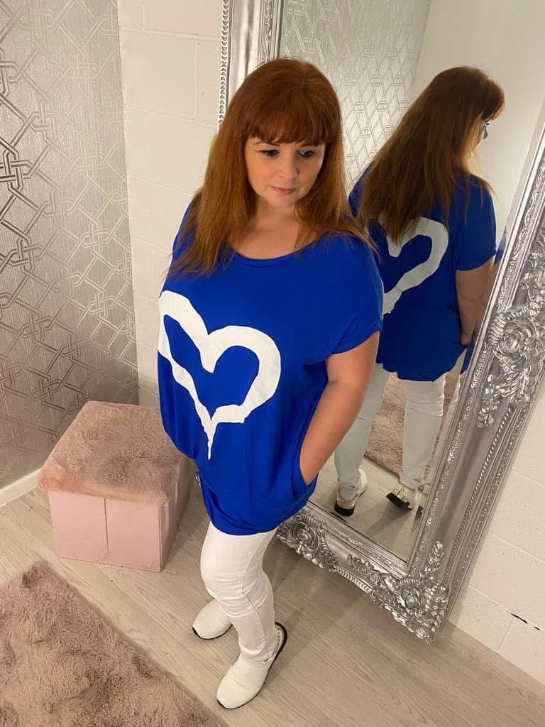 Curve Painted Heart Top - 4 Colours