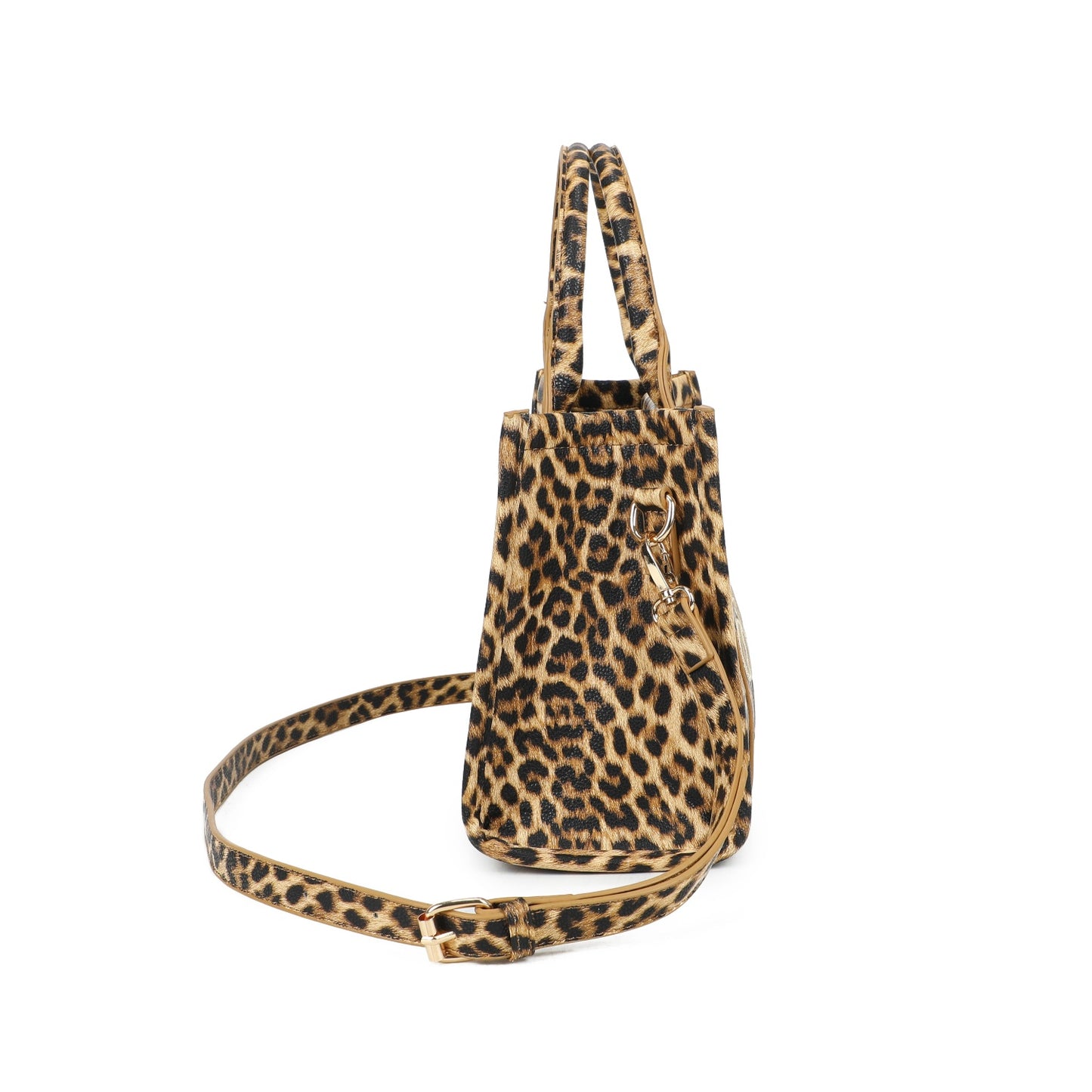 Small leopard bag and purse set - Dark Brown