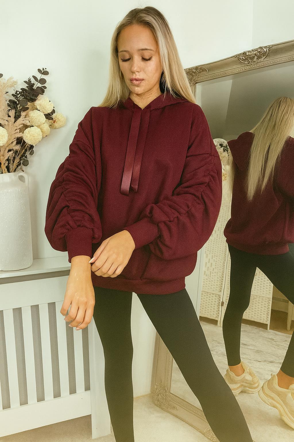 Ruffled Sleeve Oversized hoodie - 13 Colours