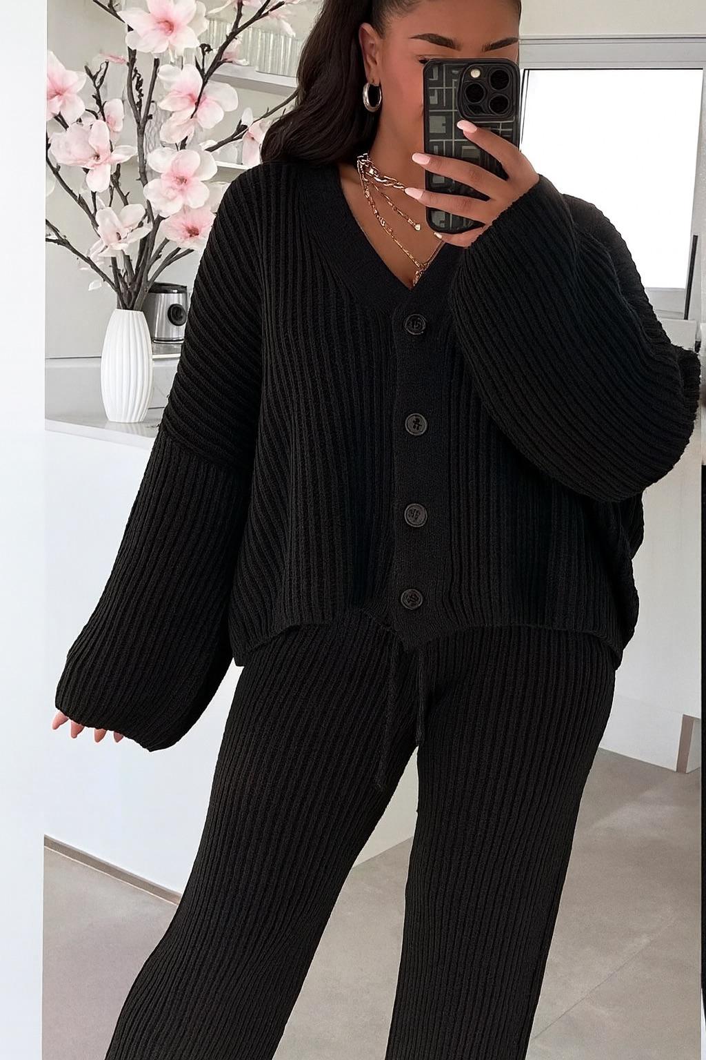 Button Cardigan & Trousers coord set - 7 Colours