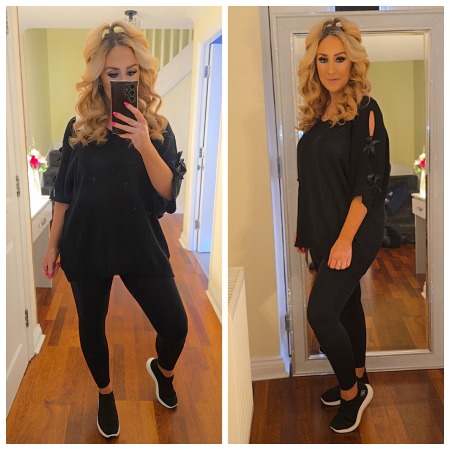 Bow sleeve jumper - black