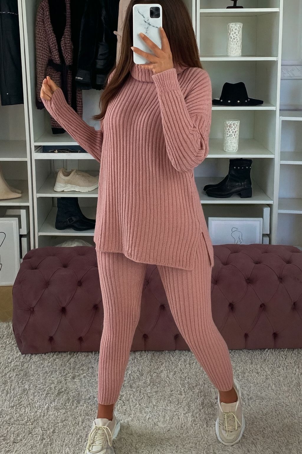 Isla Ribbed  roll neck lounge suit - 8 Colours