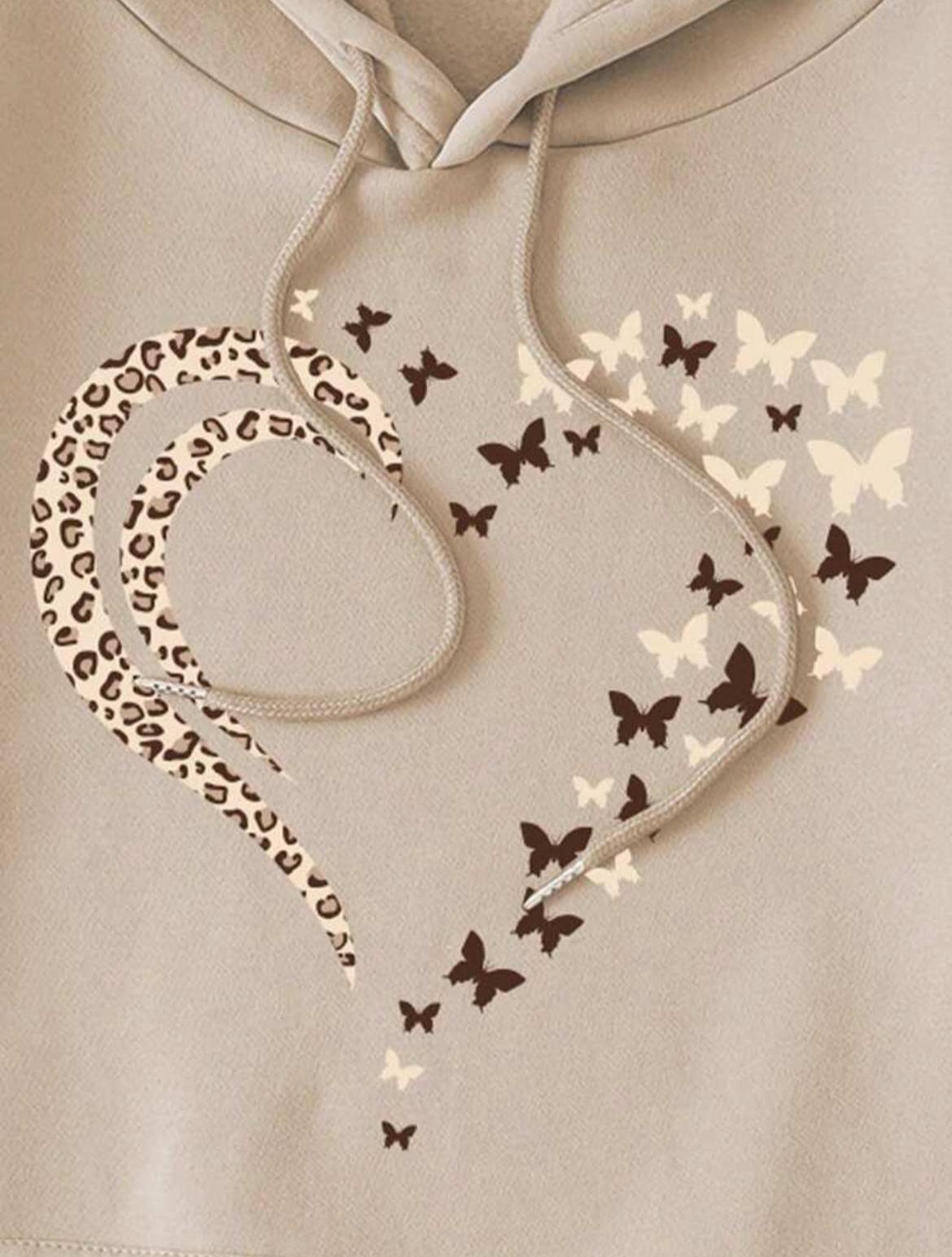 Leopard Butterfly Heart Hoody - 2 Colours