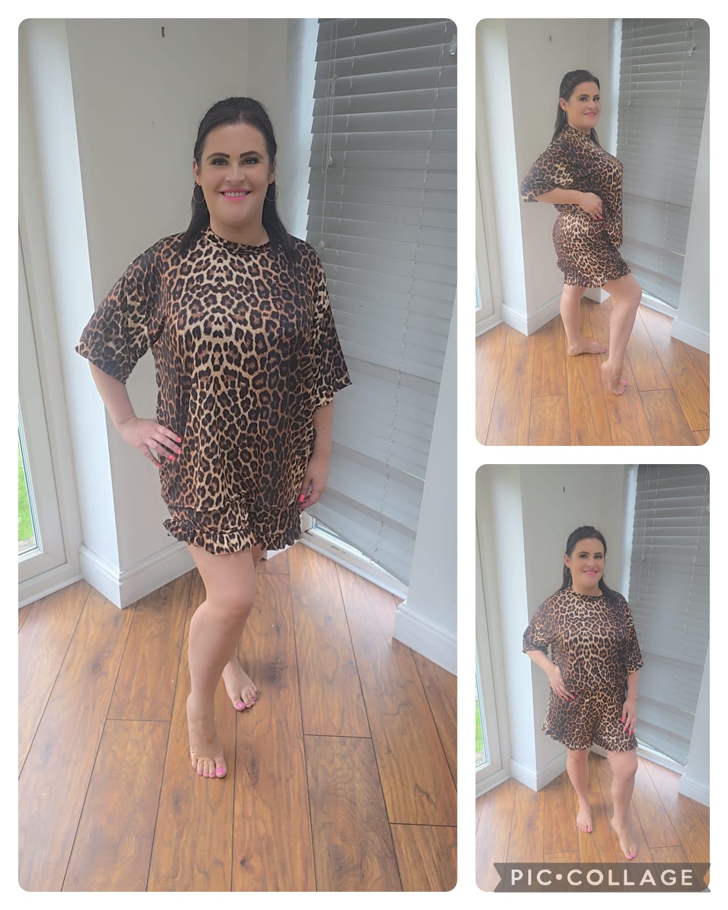 Leopard frill short set