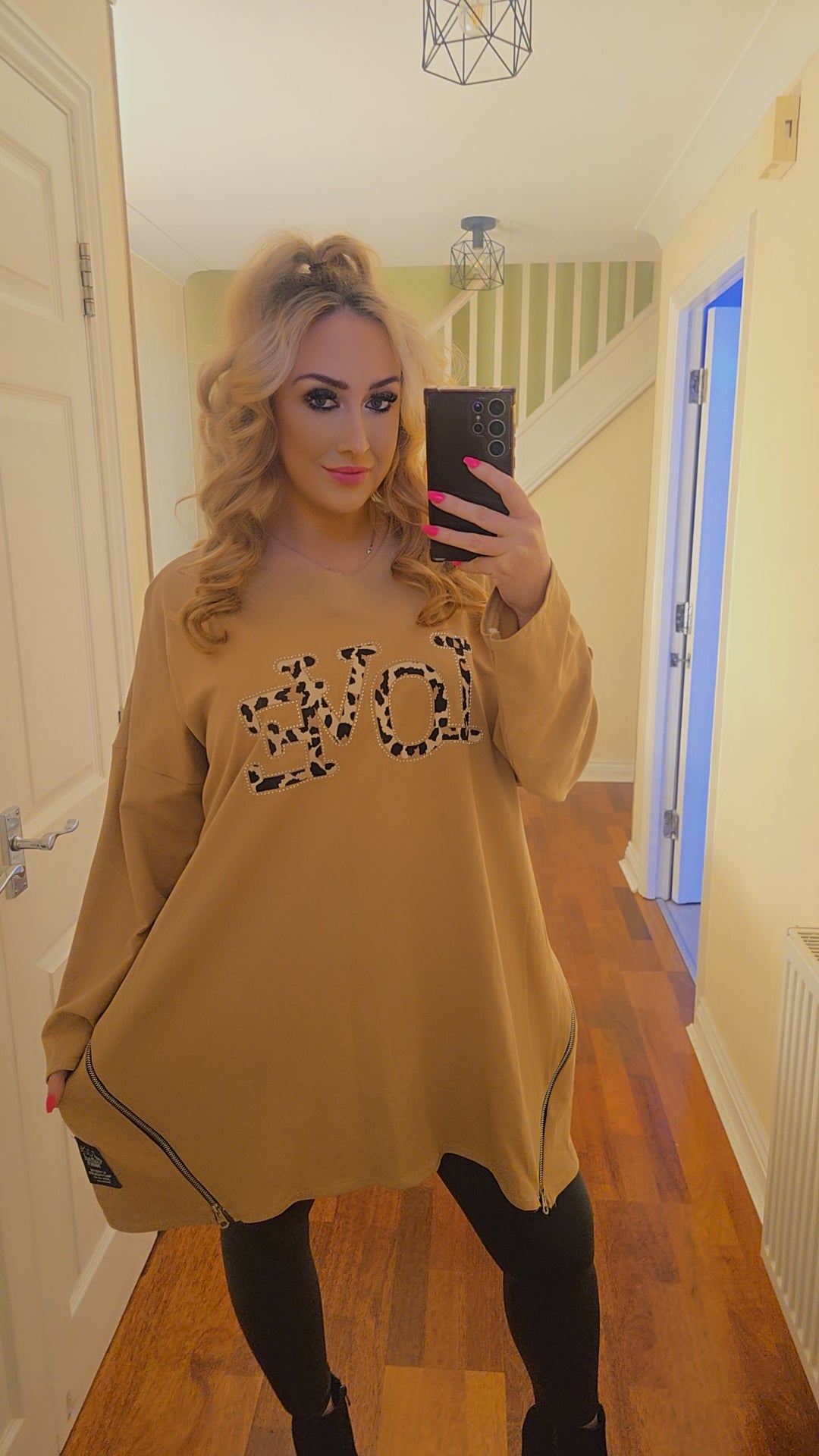 Oversized Leopard Love Top - Brown