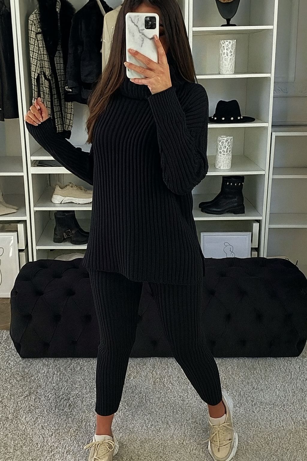 Isla Ribbed  roll neck lounge suit - 8 Colours