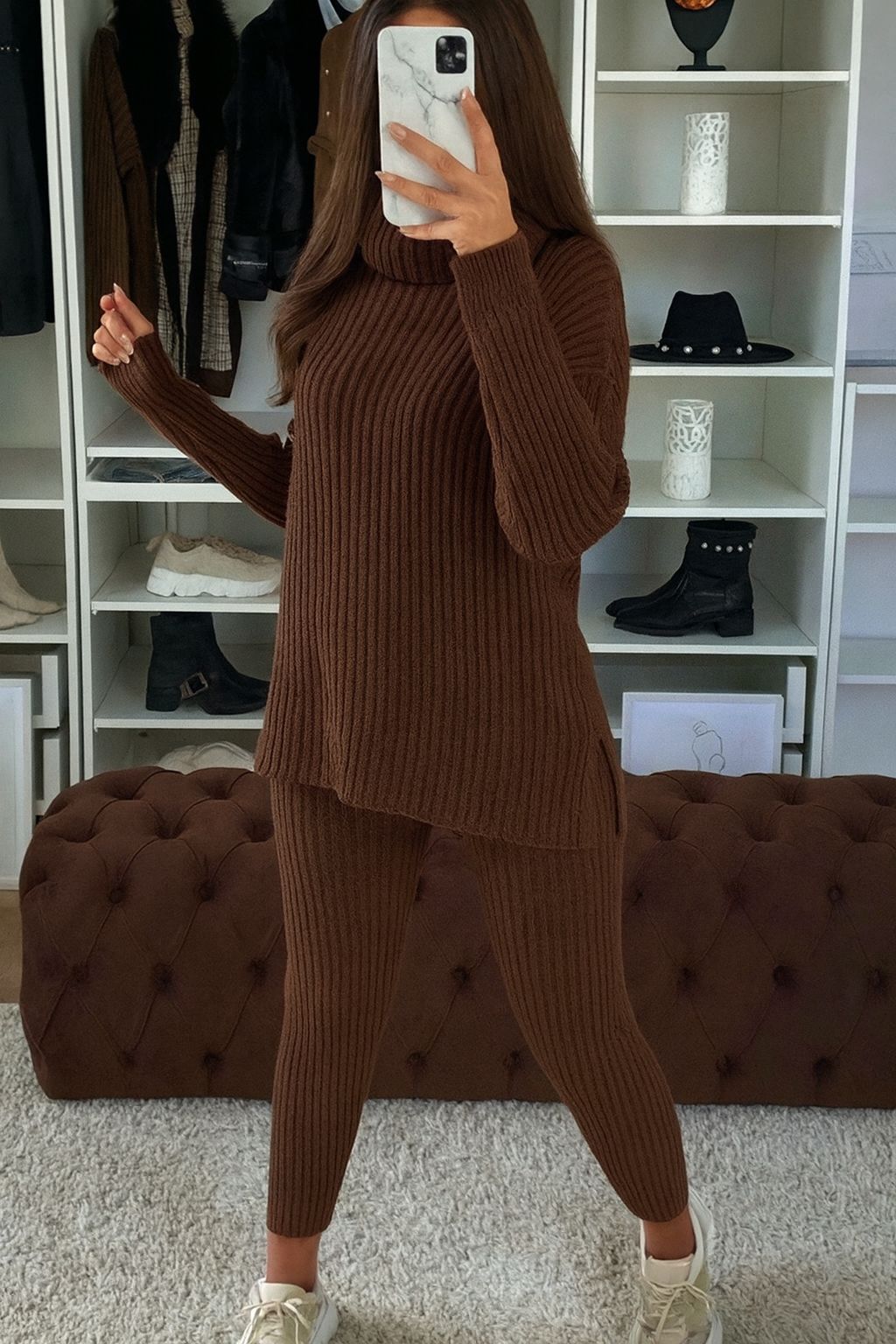 Isla Ribbed  roll neck lounge suit - 8 Colours