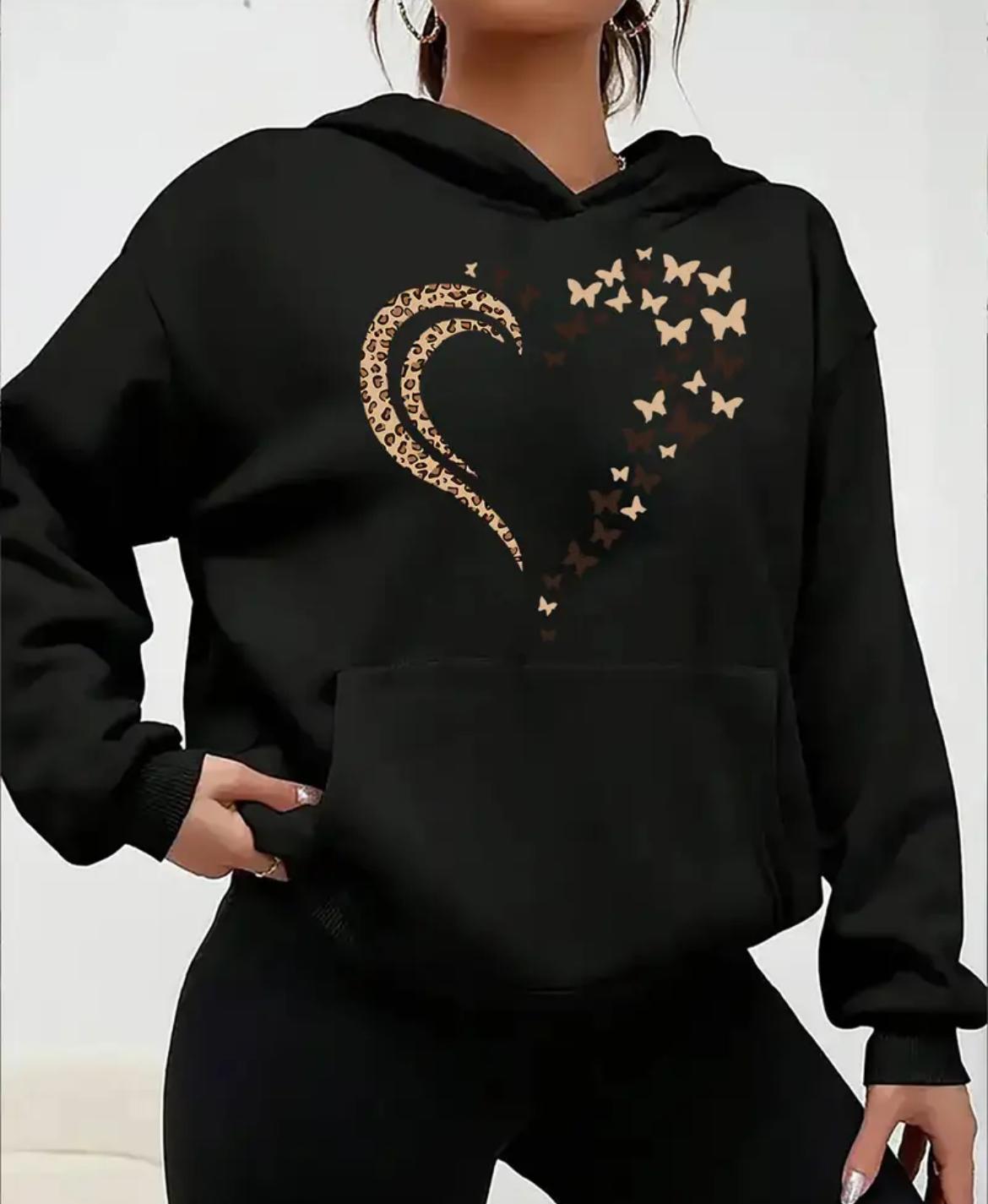 Leopard Butterfly Heart Hoody - 2 Colours