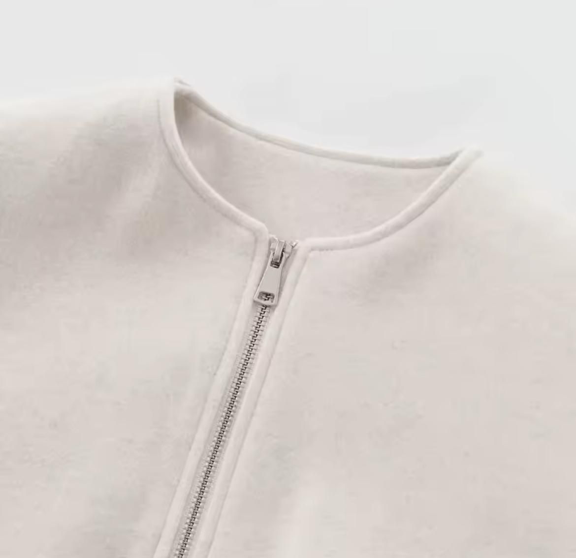 Balloon sleeve zip up jacket