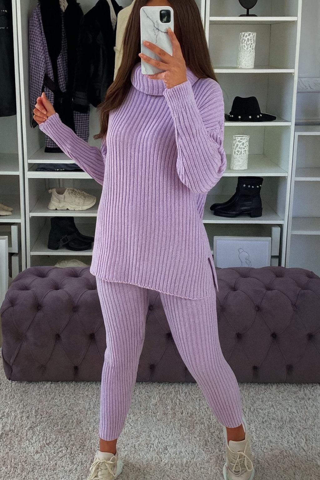 Isla Ribbed  roll neck lounge suit - 8 Colours