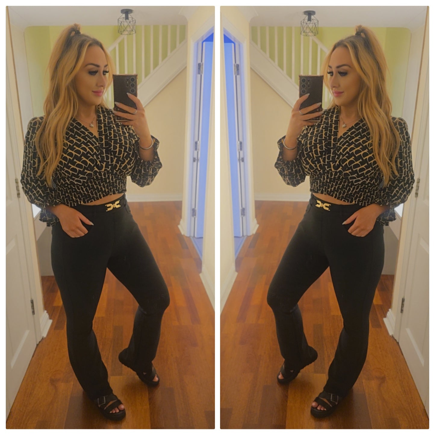 Katrina flared buckle trousers