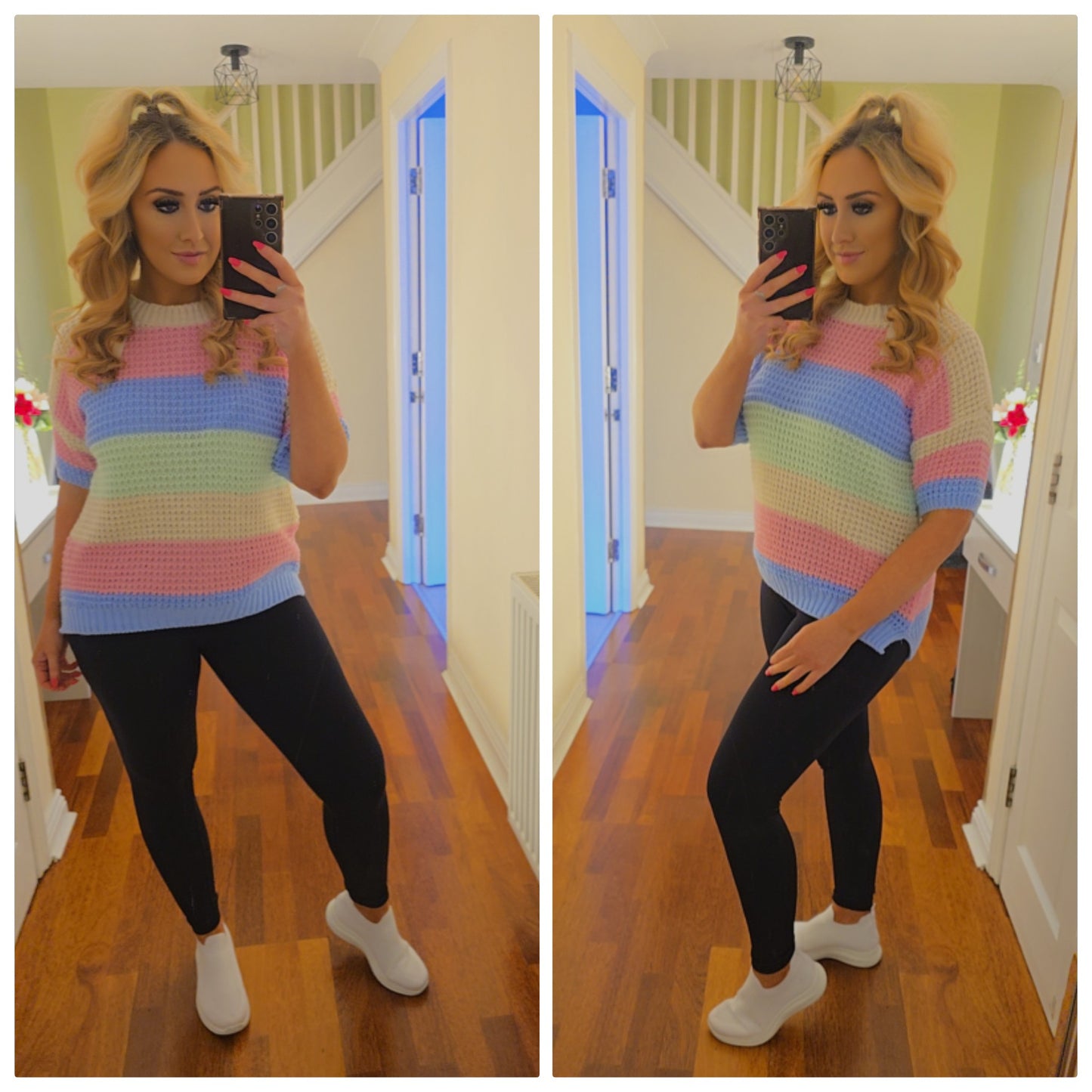 Rainbow Knitted Jumper - Beige