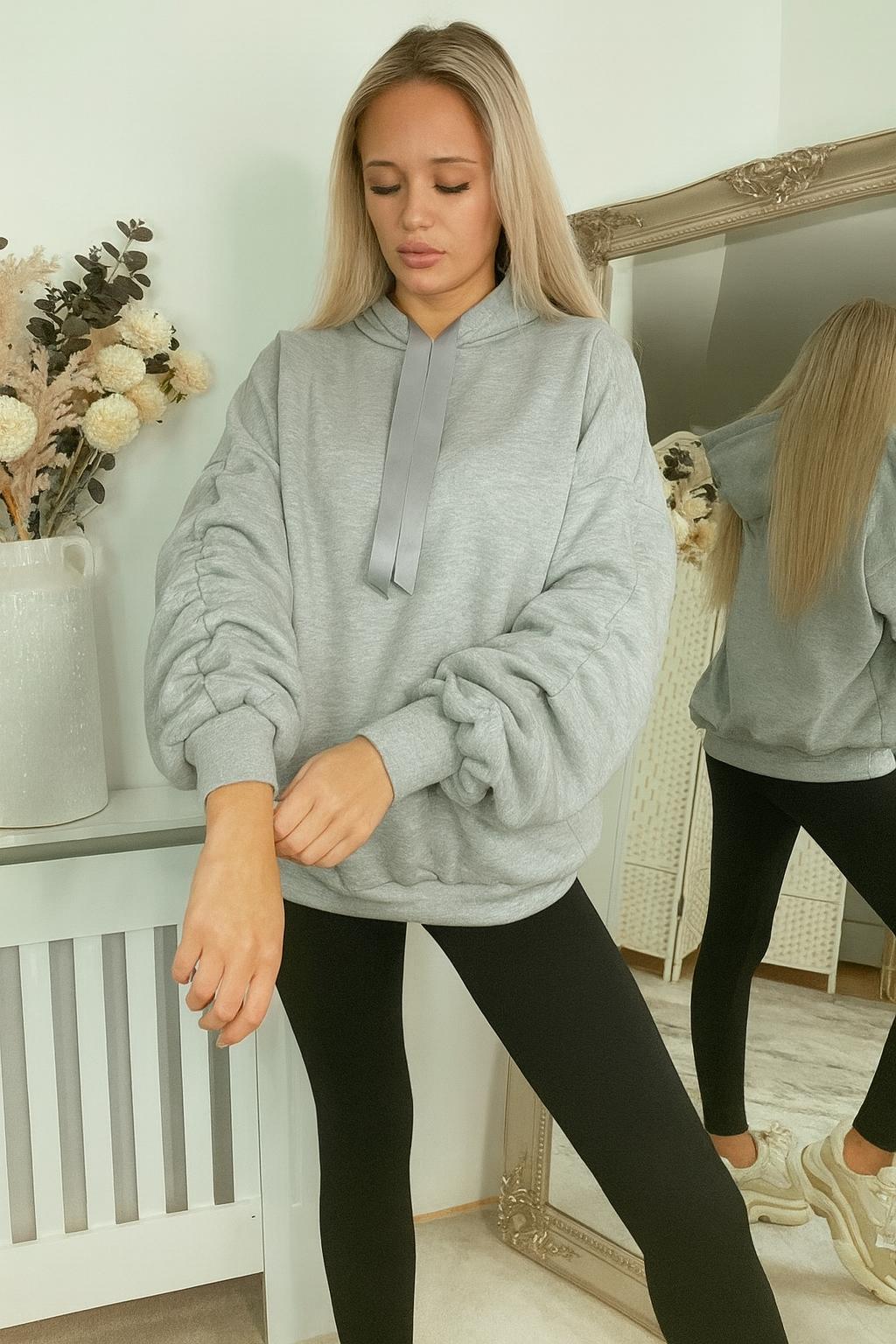 Ruffled Sleeve Oversized hoodie - 13 Colours