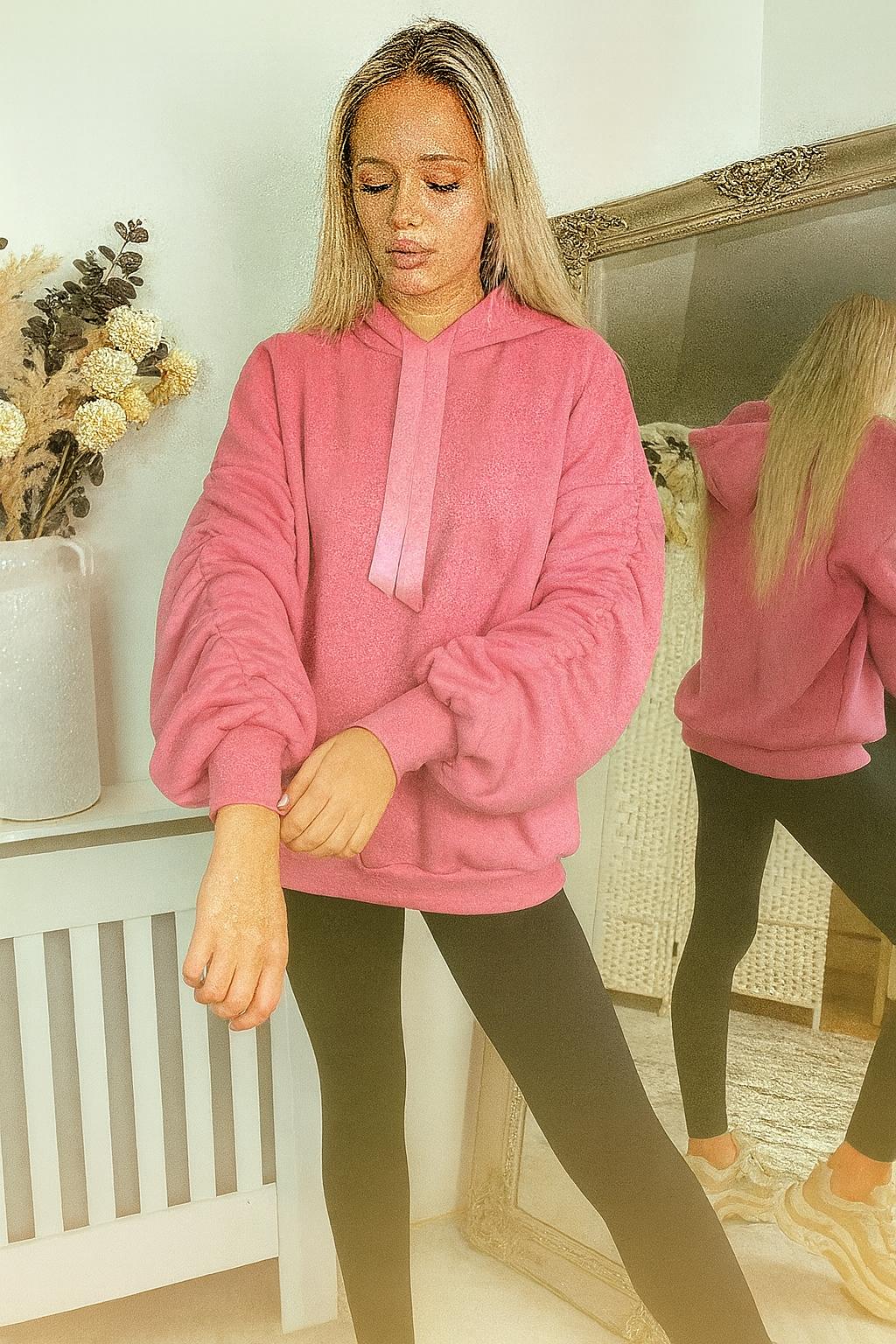 Ruffled Sleeve Oversized hoodie - 13 Colours