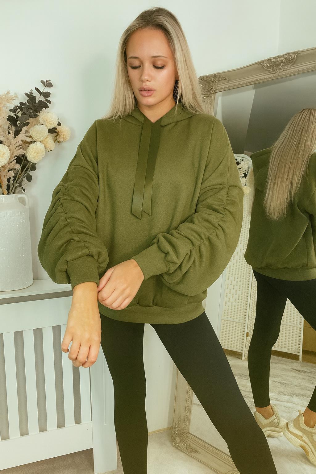 Ruffled Sleeve Oversized hoodie - 13 Colours