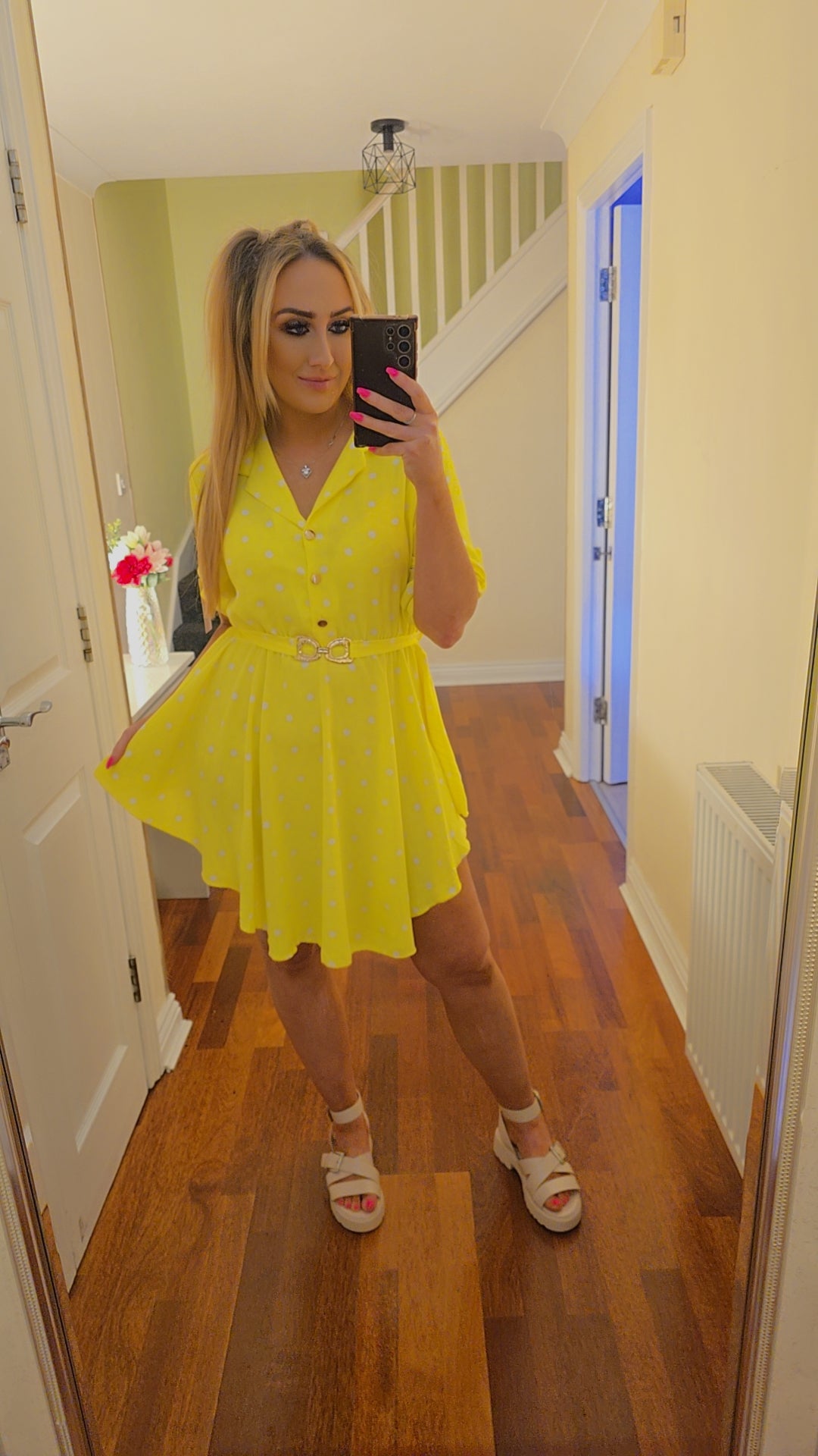 Jasmin Polka Dot Dress - Yellow