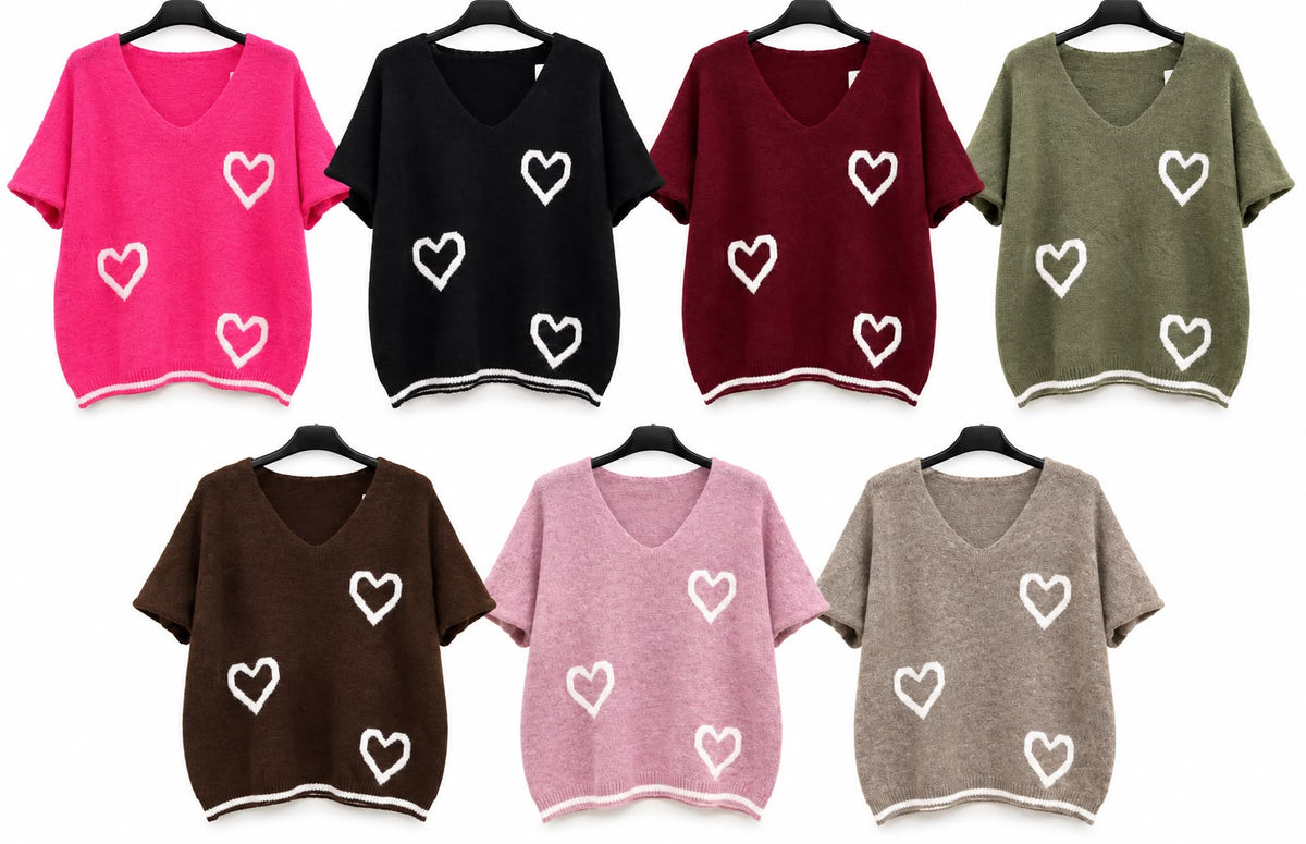 Soft Knit Heart Jumpers - 7 Colours