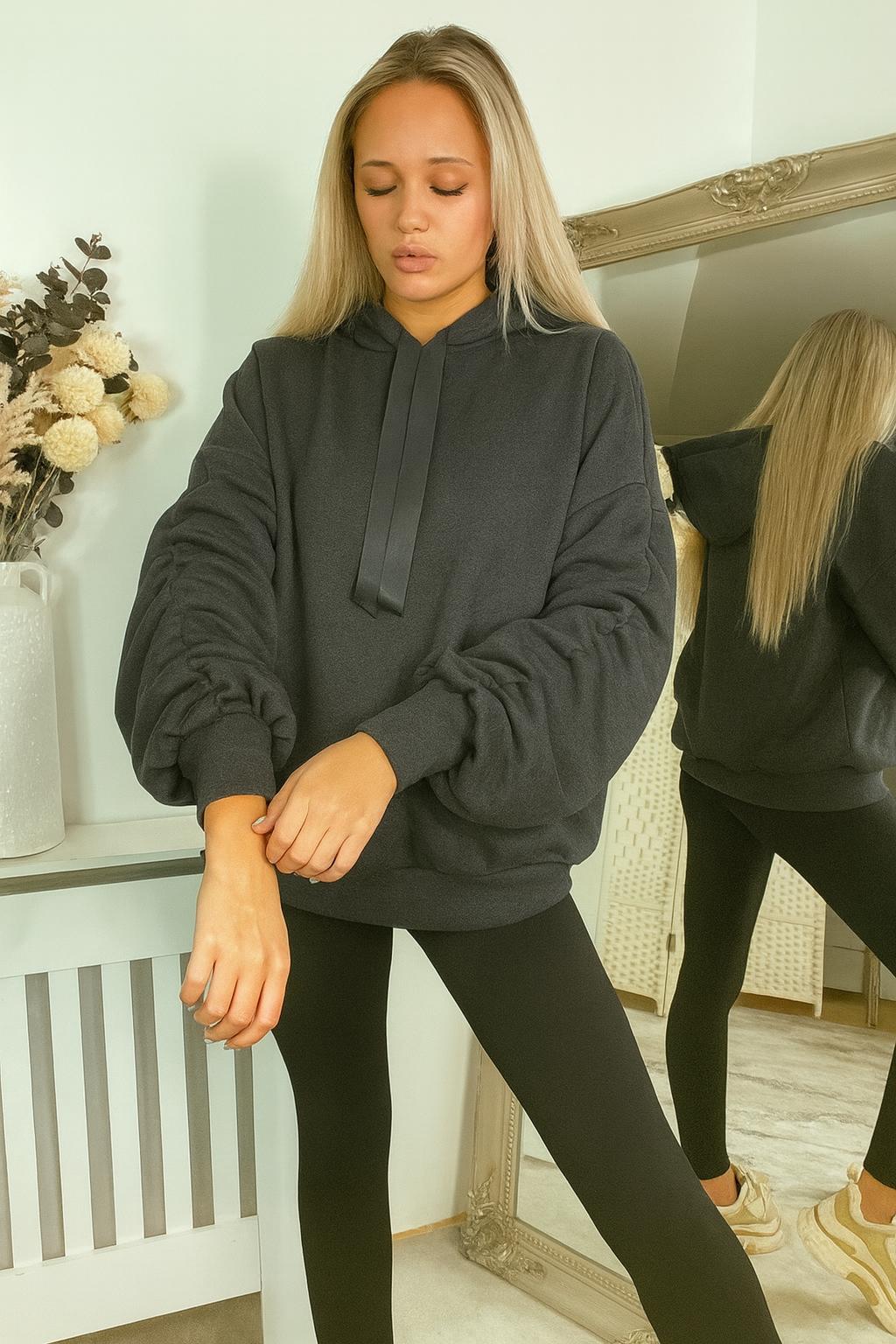 Ruffled Sleeve Oversized hoodie - 13 Colours