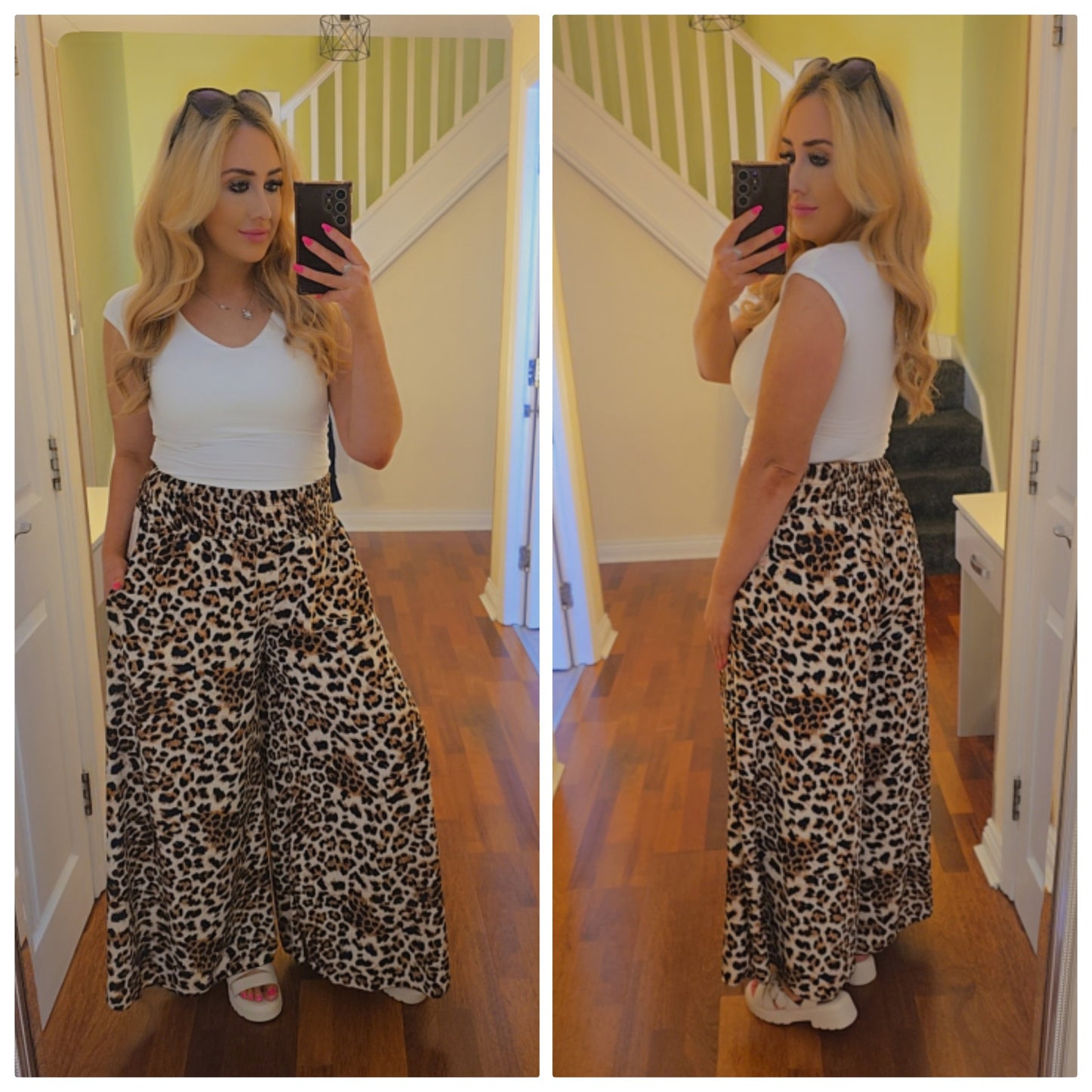 Wide leg trousers - Dark Leopard