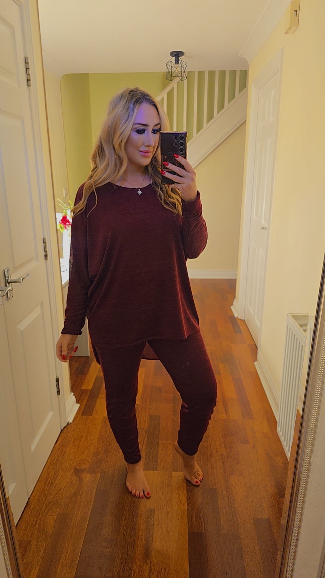 Keira High low lounge set - Wine