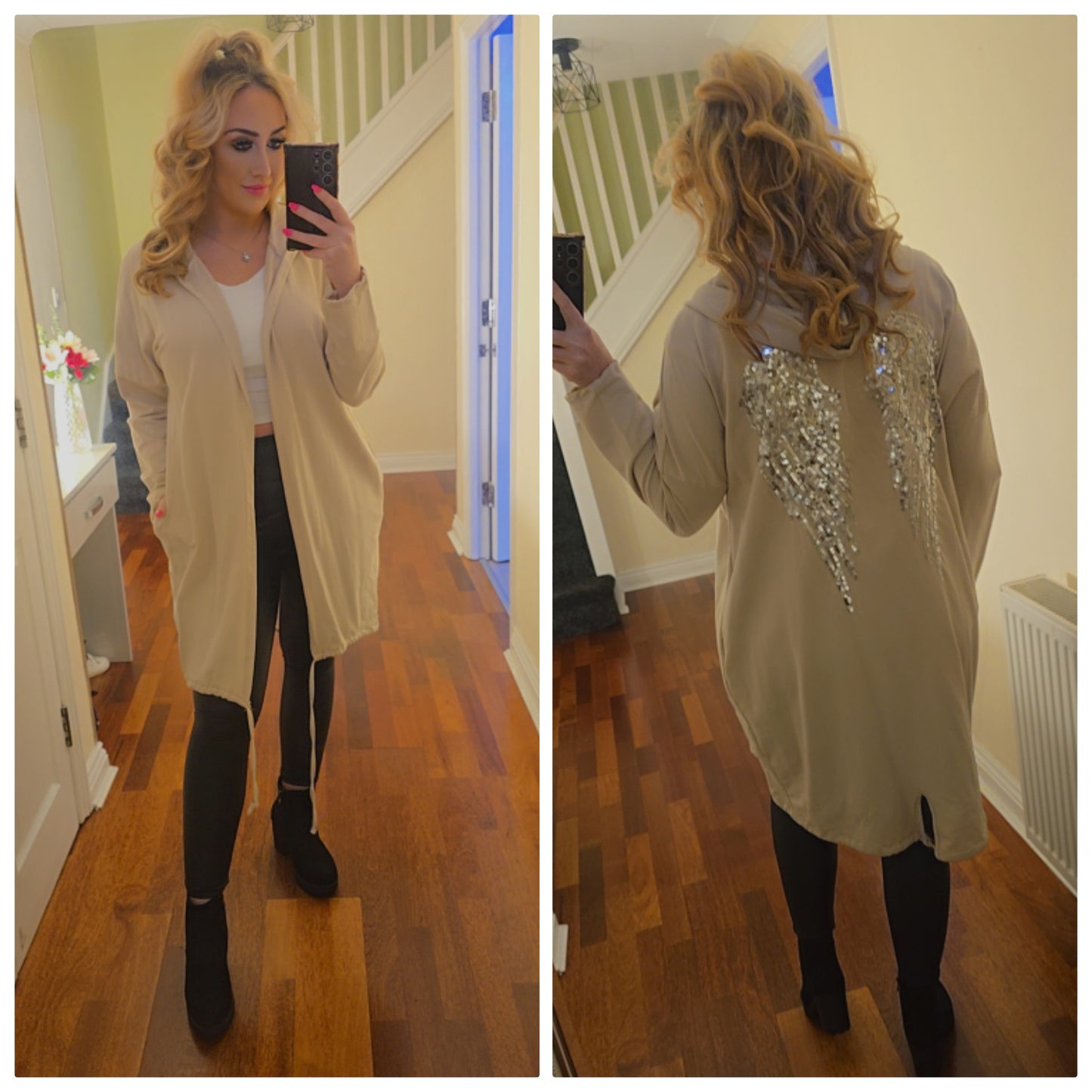 Angel Wings Sequin Cardigan - Beige