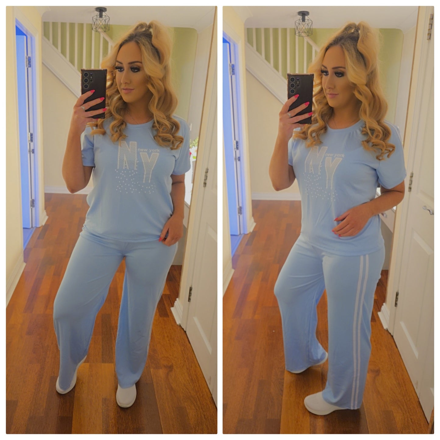 New York Top and Trouser Set - Baby blue