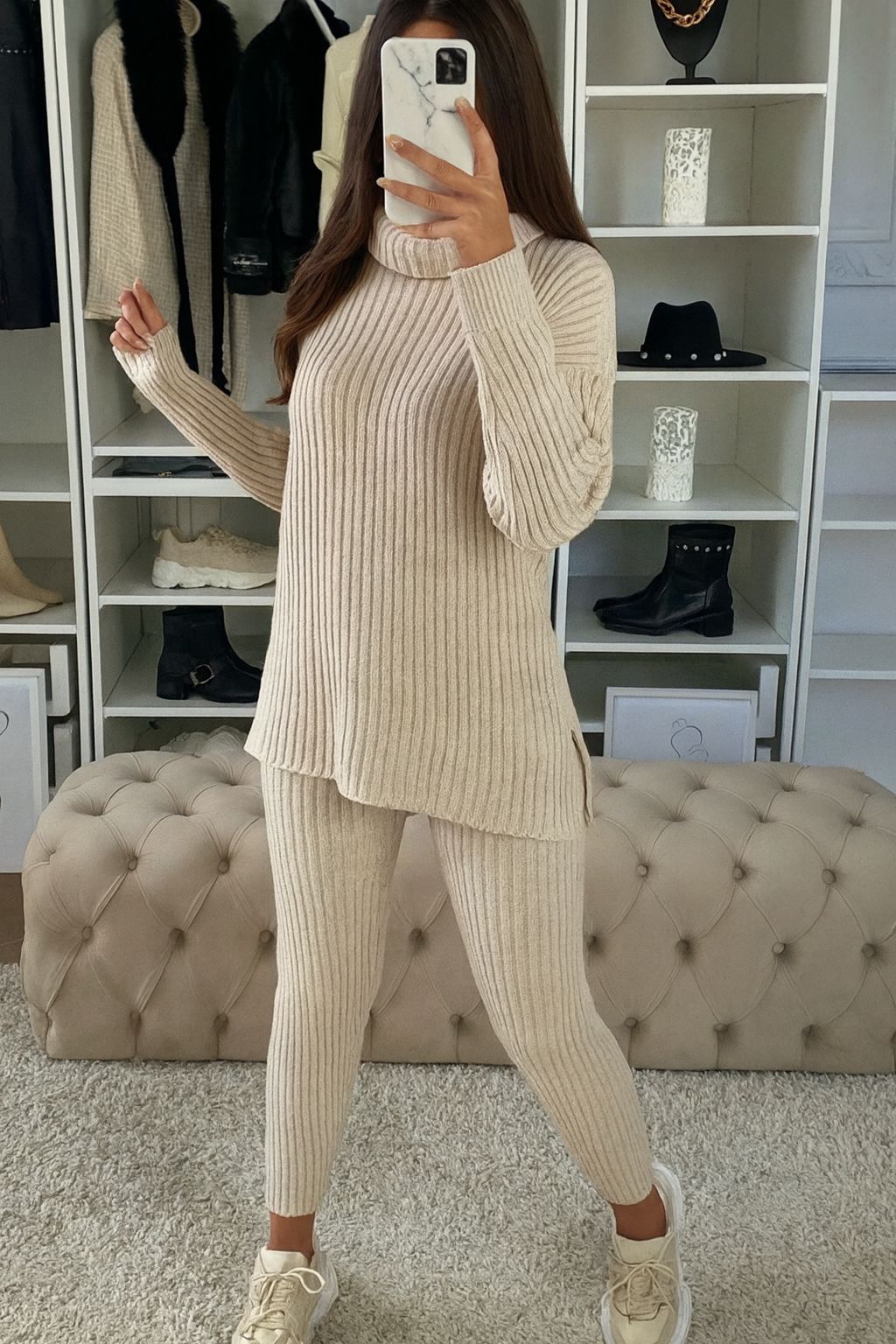 Isla Ribbed  roll neck lounge suit - 8 Colours