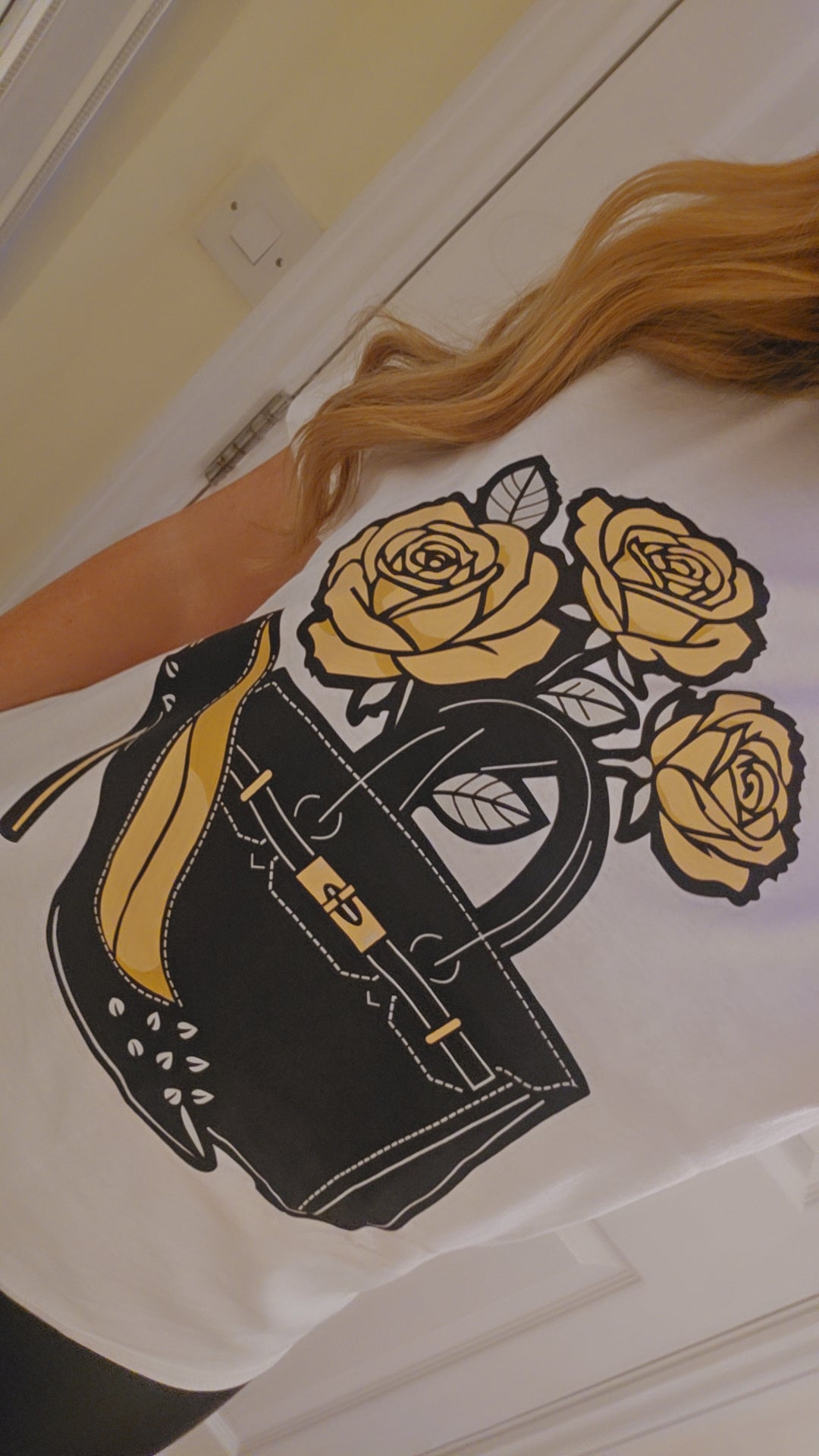 Tara Heels and Handbag T shirt - White
