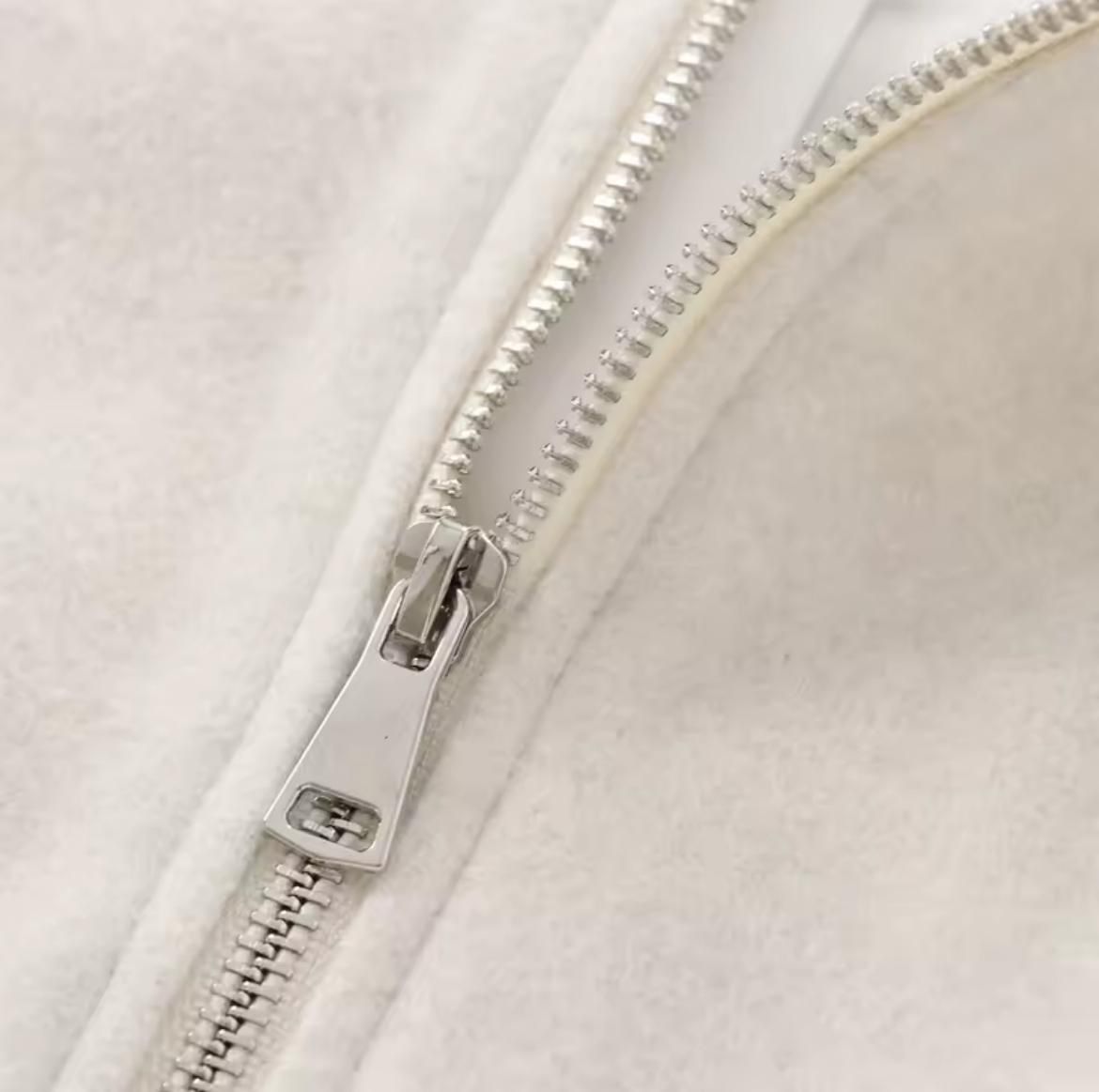 Balloon sleeve zip up jacket