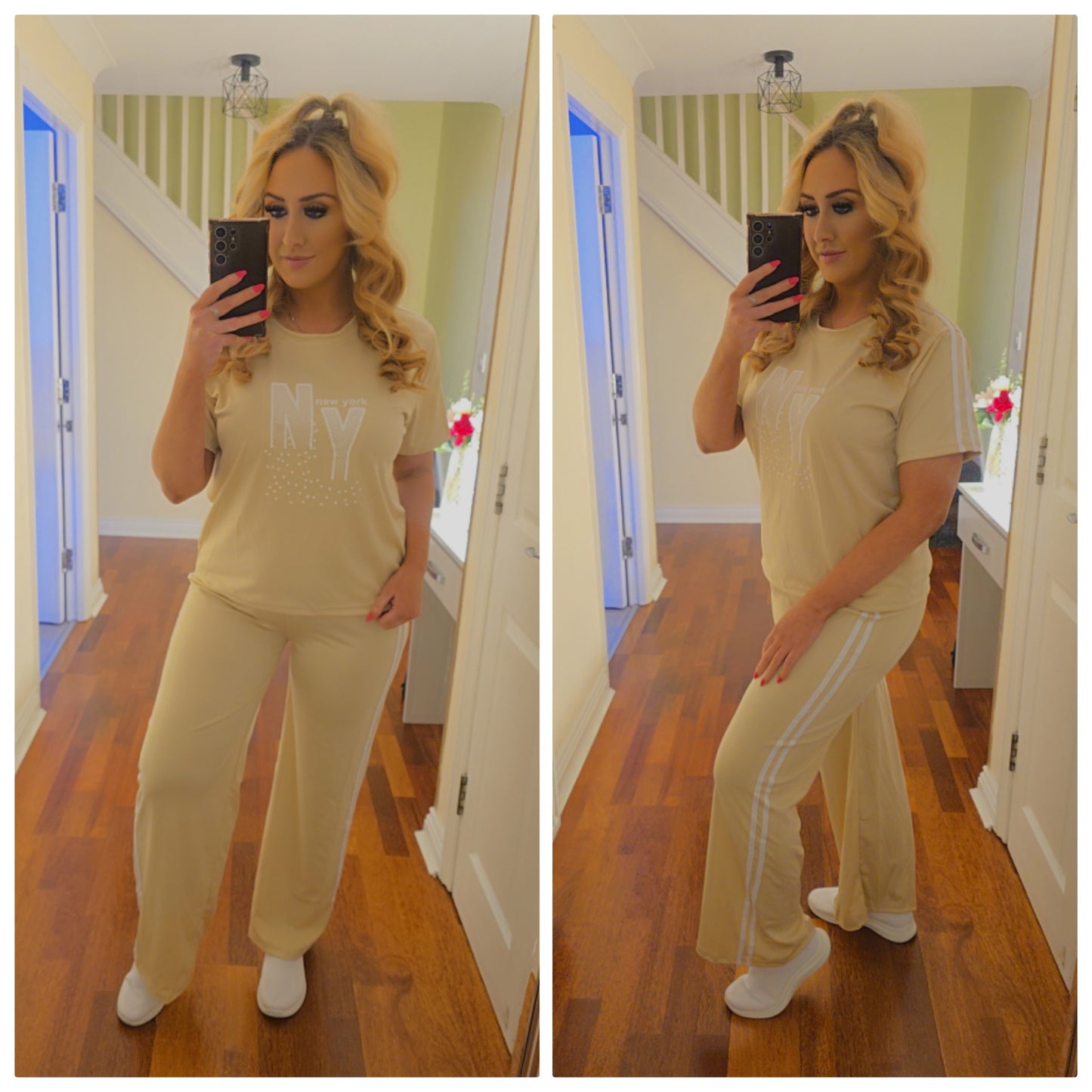 New York Top and Trouser Set - Beige