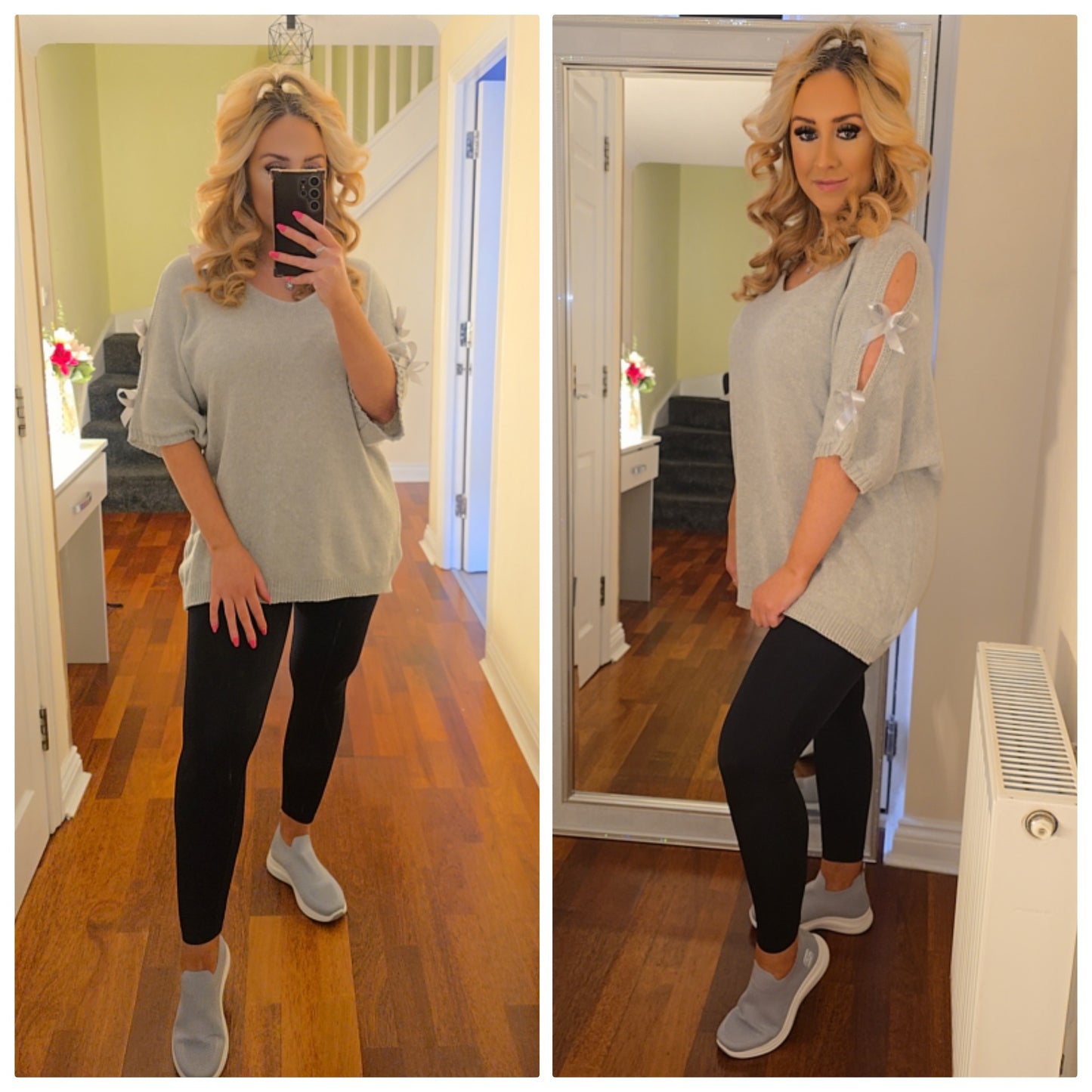 Bow sleeve jumper - grey