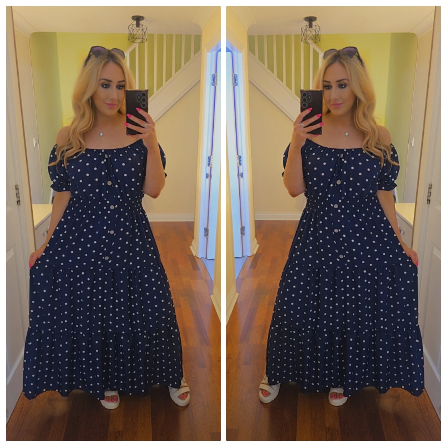 Polka Dot Maxi dress - Navy