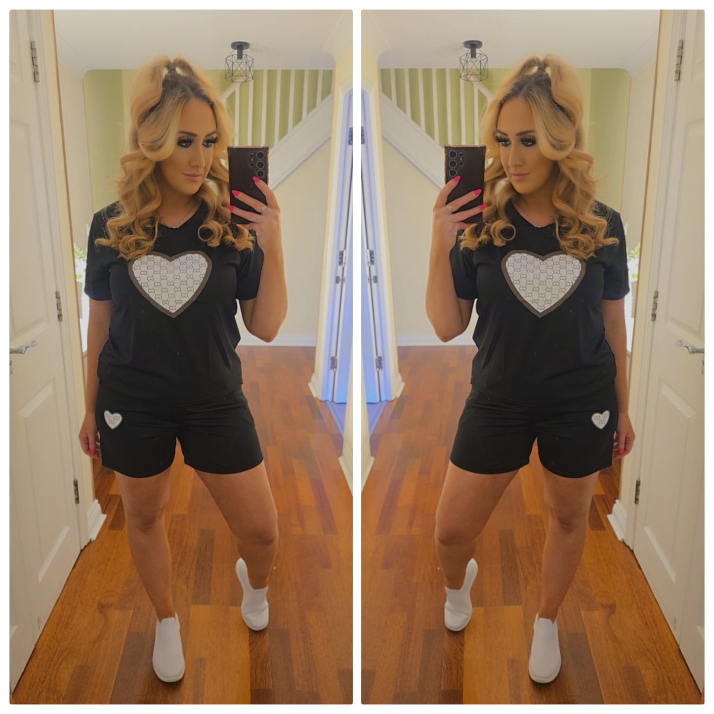 Tara Heart Top and Short Set - Black