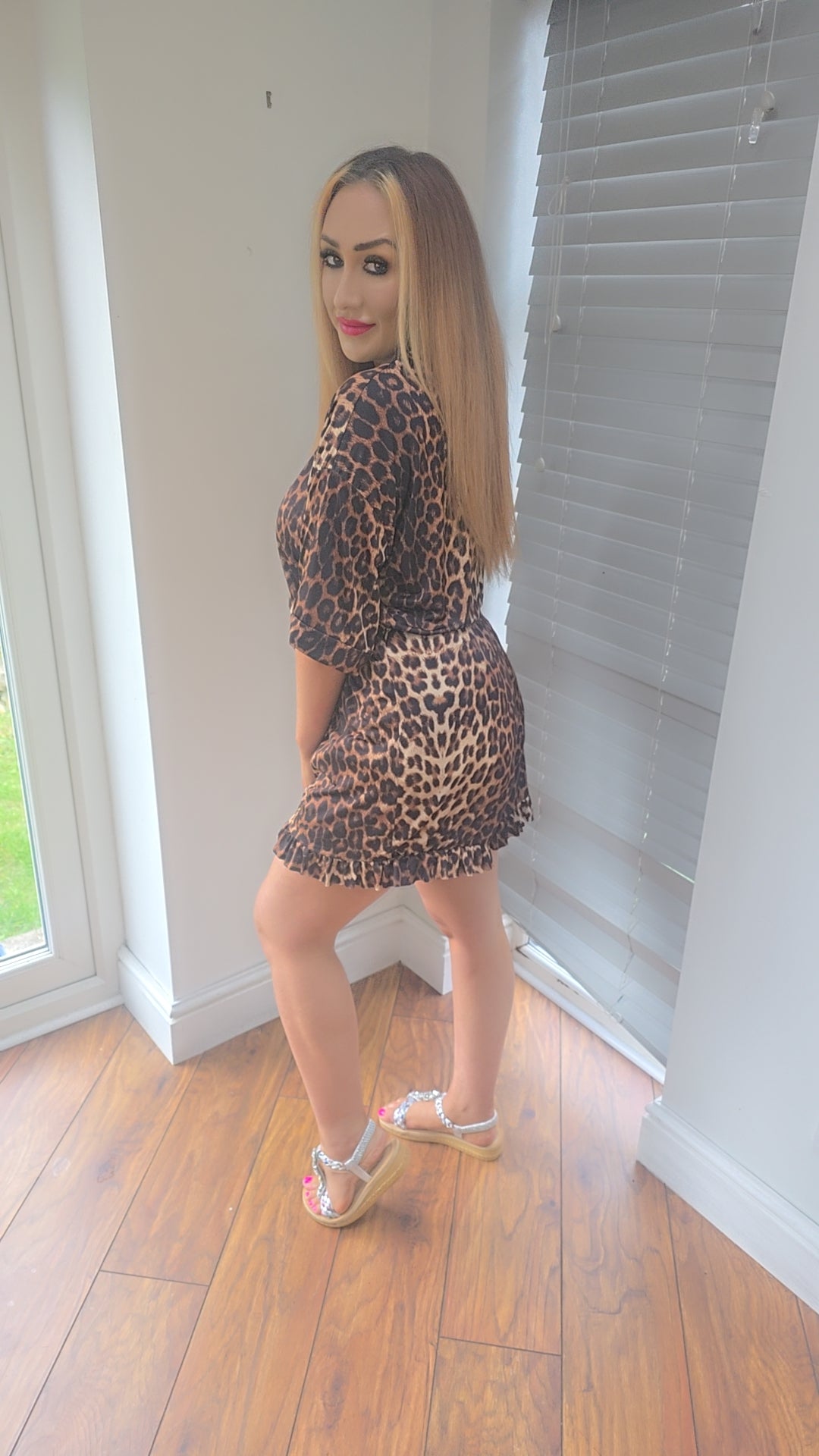 Leopard frill short set