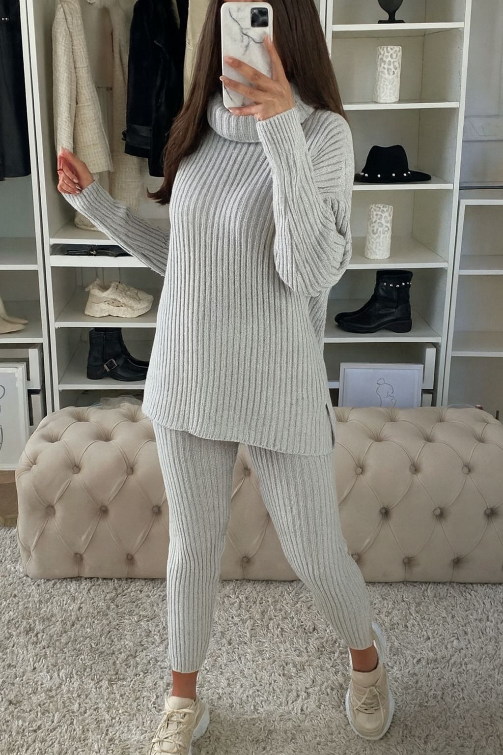 Isla Ribbed  roll neck lounge suit - 8 Colours