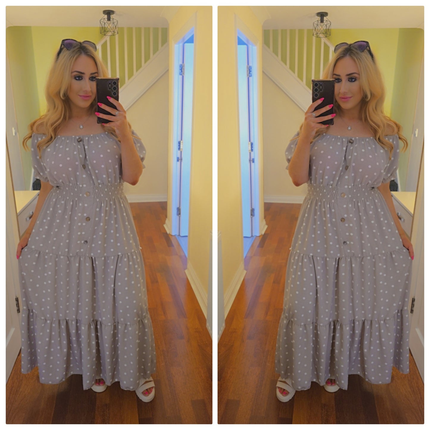 Polka Dot Maxi dress - Grey