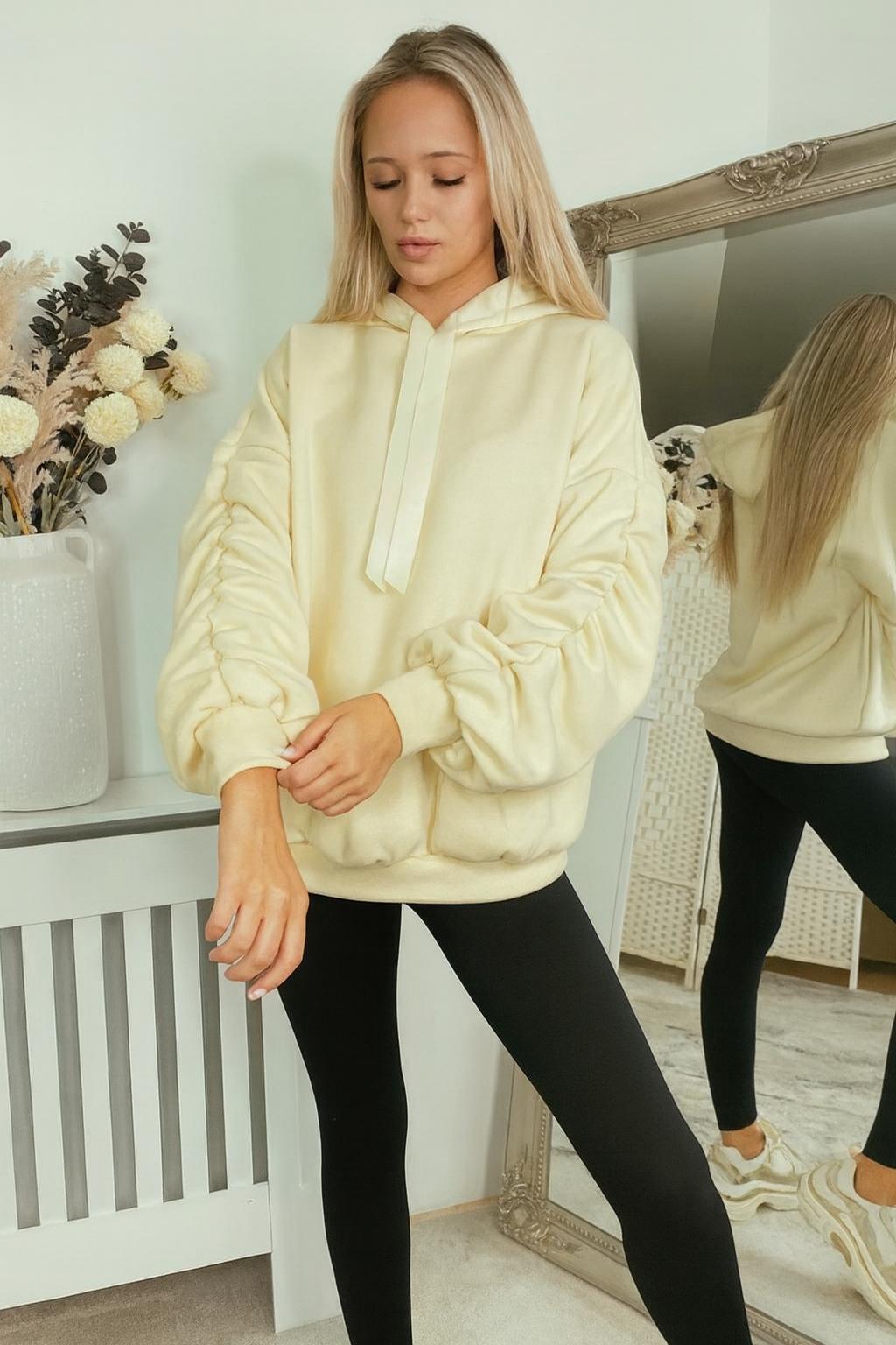 Ruffled Sleeve Oversized hoodie - 13 Colours