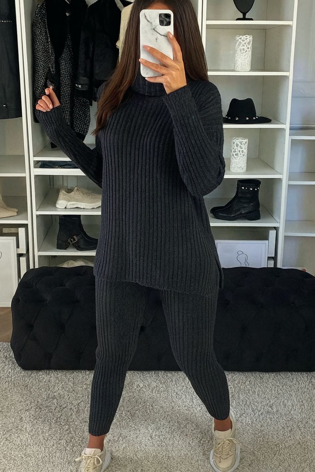 Isla Ribbed  roll neck lounge suit - 8 Colours