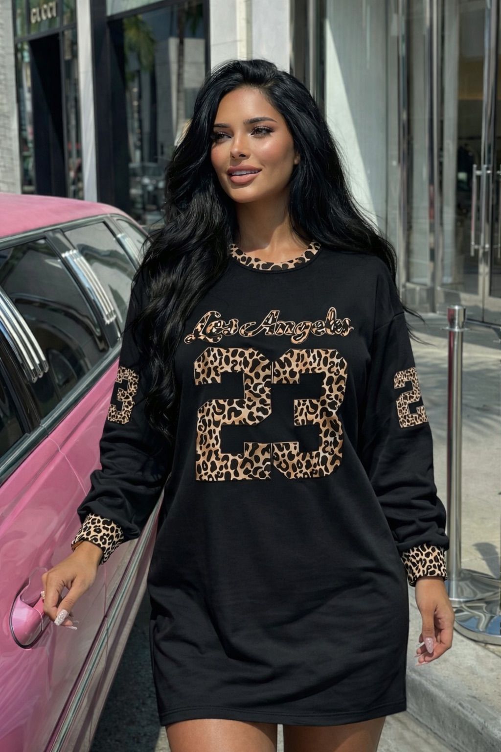 Leopard los angeles oversized jumper - Black