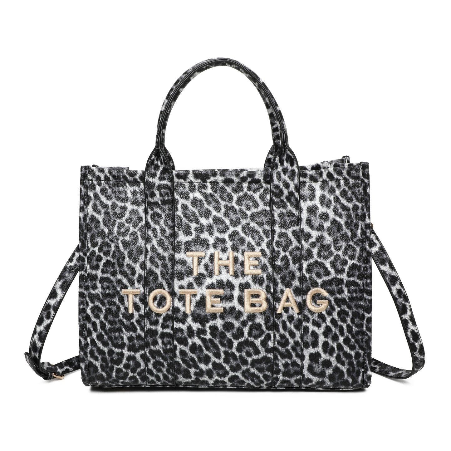 Black leopard tote bag and purse set