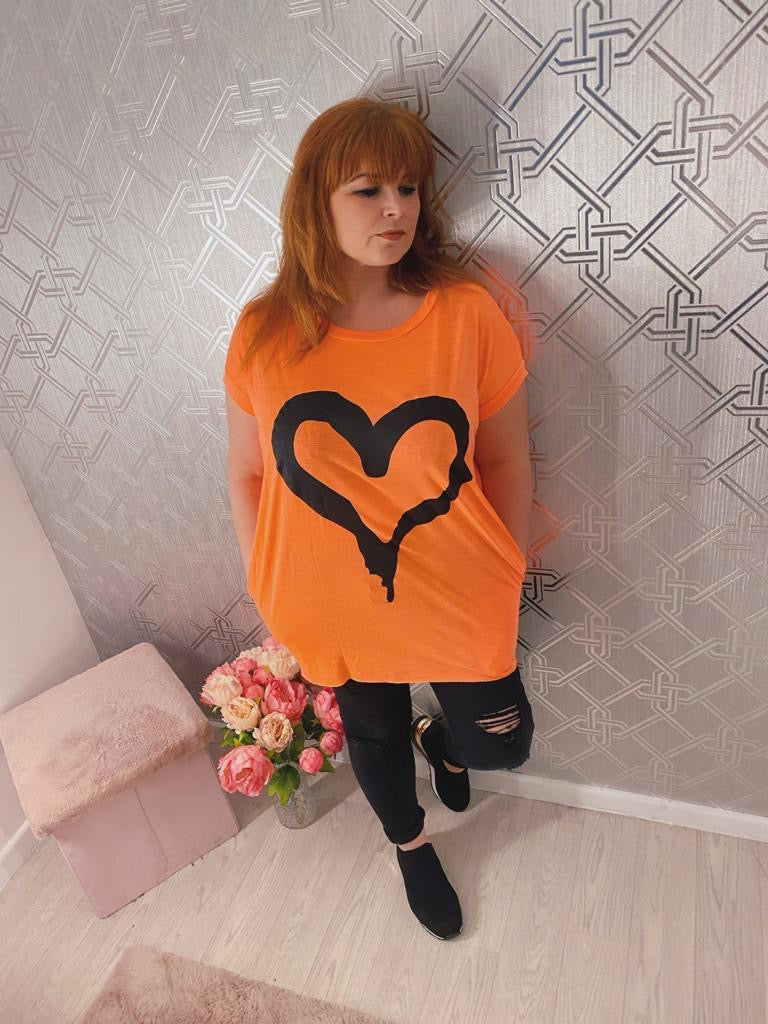 Curve Painted Heart Top - 5 Colours