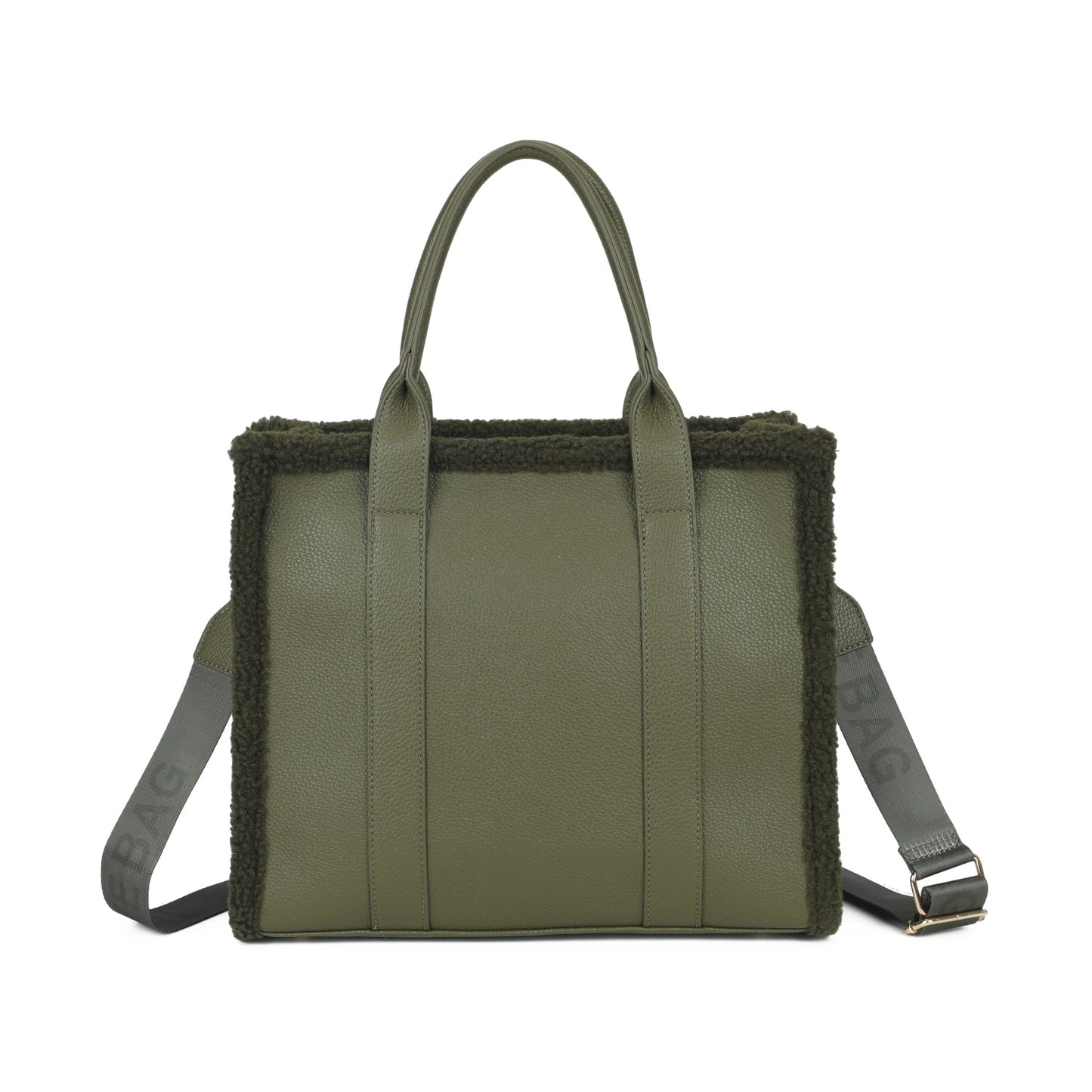Teddy Trim Tote Bag with Shoulder Strap - 6 Colours