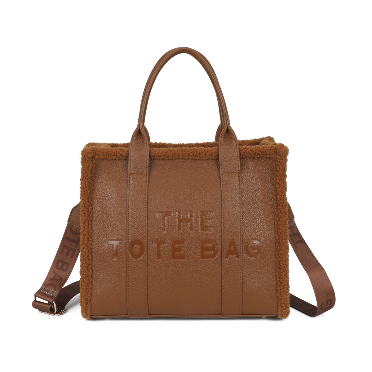 Teddy Trim Tote Bag with Shoulder Strap - 6 Colours