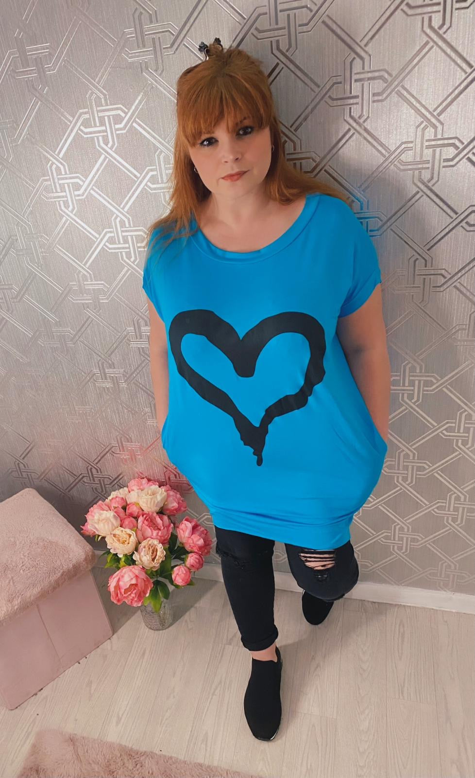 Curve Painted Heart Top - 5 Colours