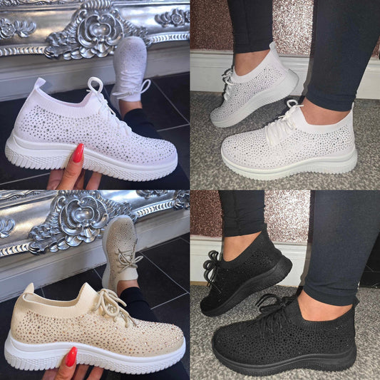 Diamante Sock Trainers- 3 Colours