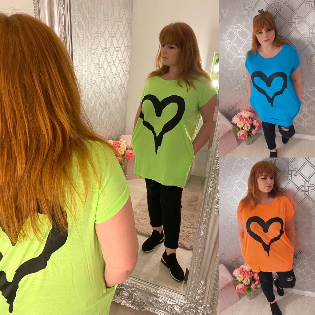 Curve Painted Heart Top - 5 Colours