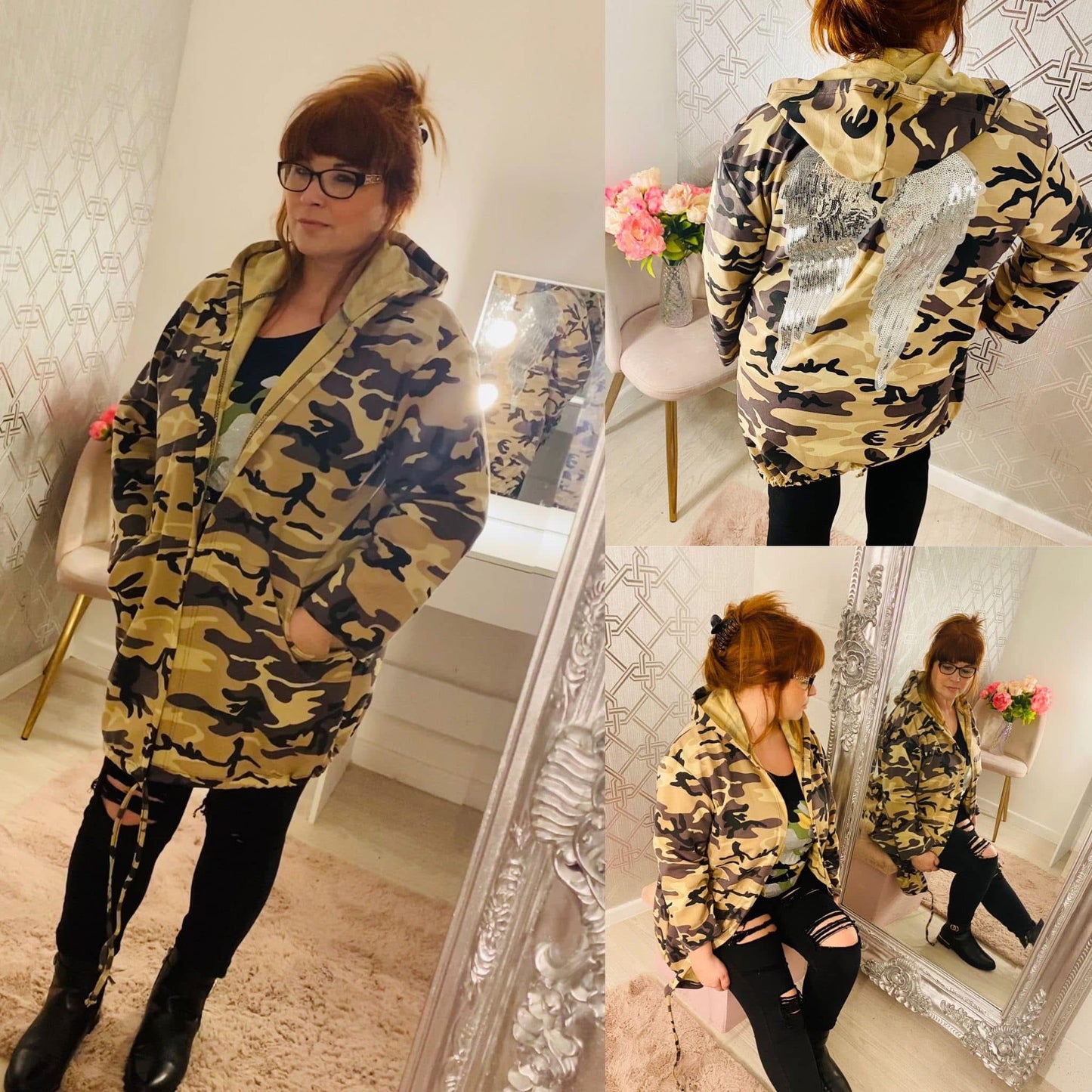 Camouflage Sequin Wing Jacket