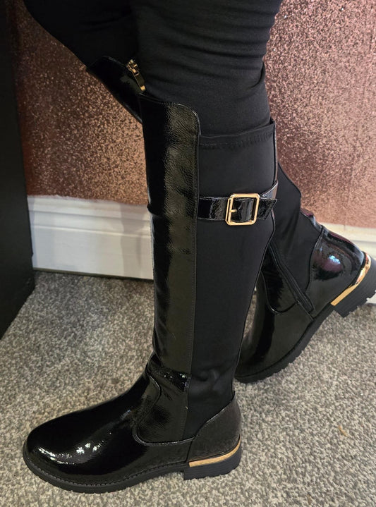 Aria knee High Boots - Black Patent